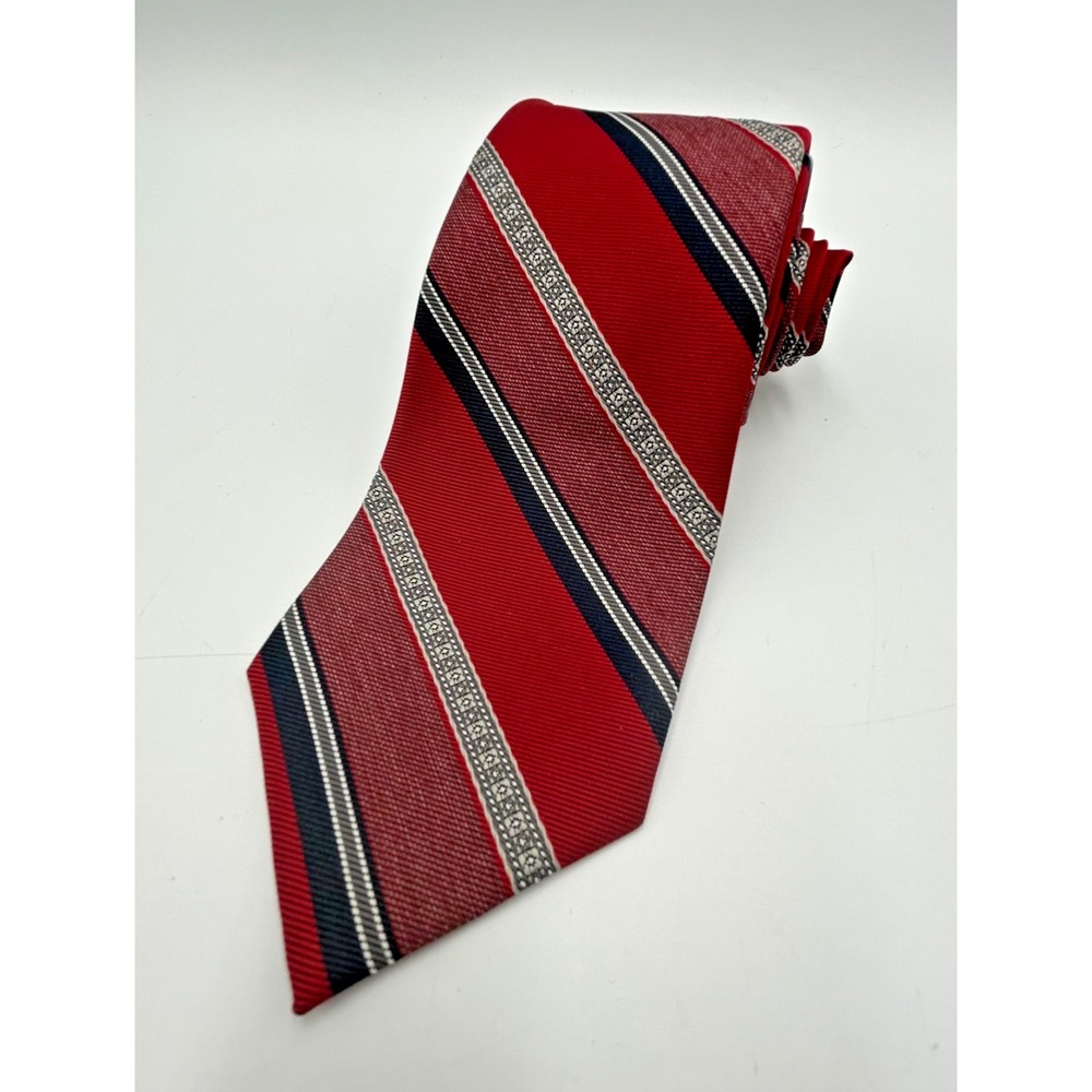 Ketch Men's Vintage Polyester Tie 54" X 3" Multi-Color Maroon Blue Gray Striped
